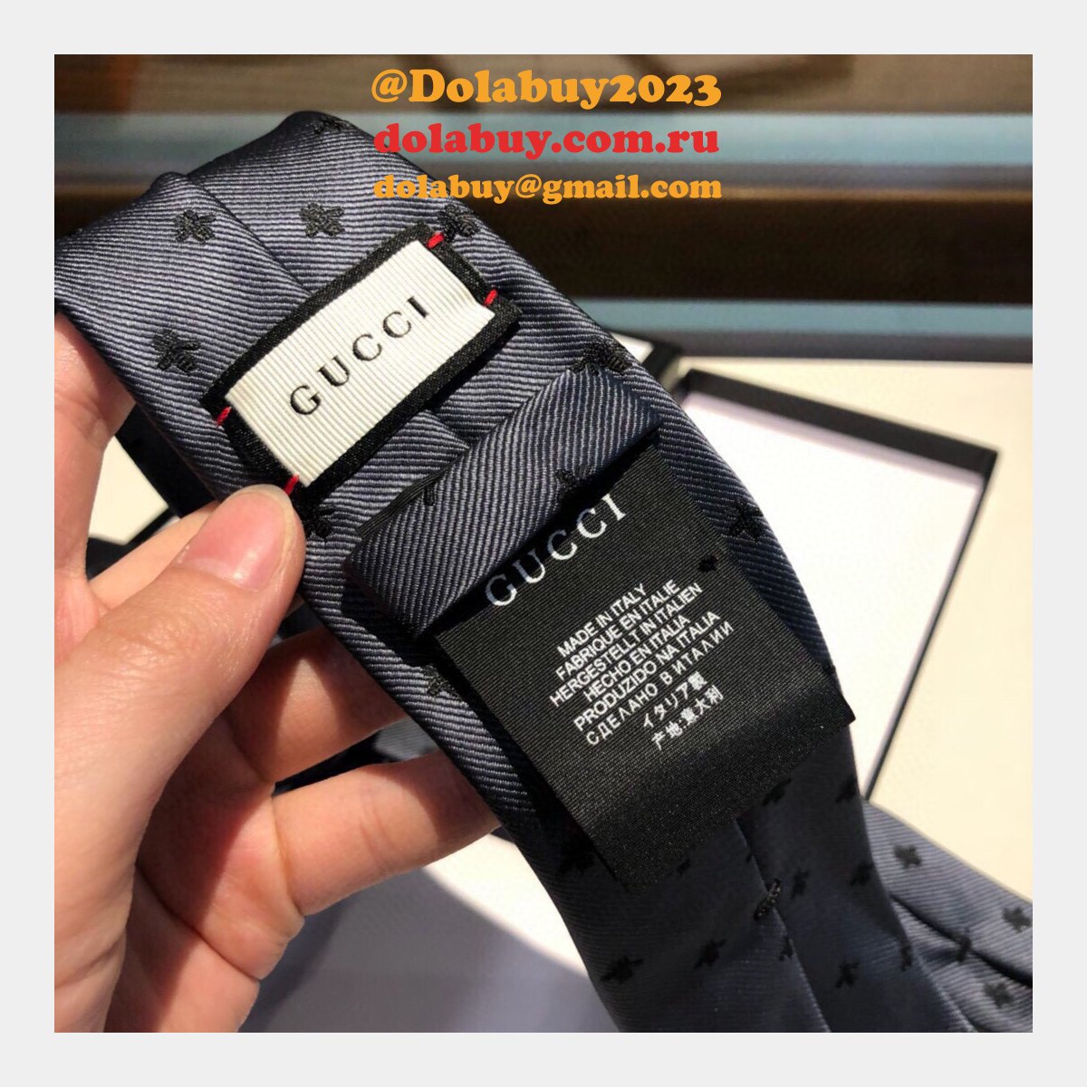 G*u*i huffero designer twill silk tie for men necktie