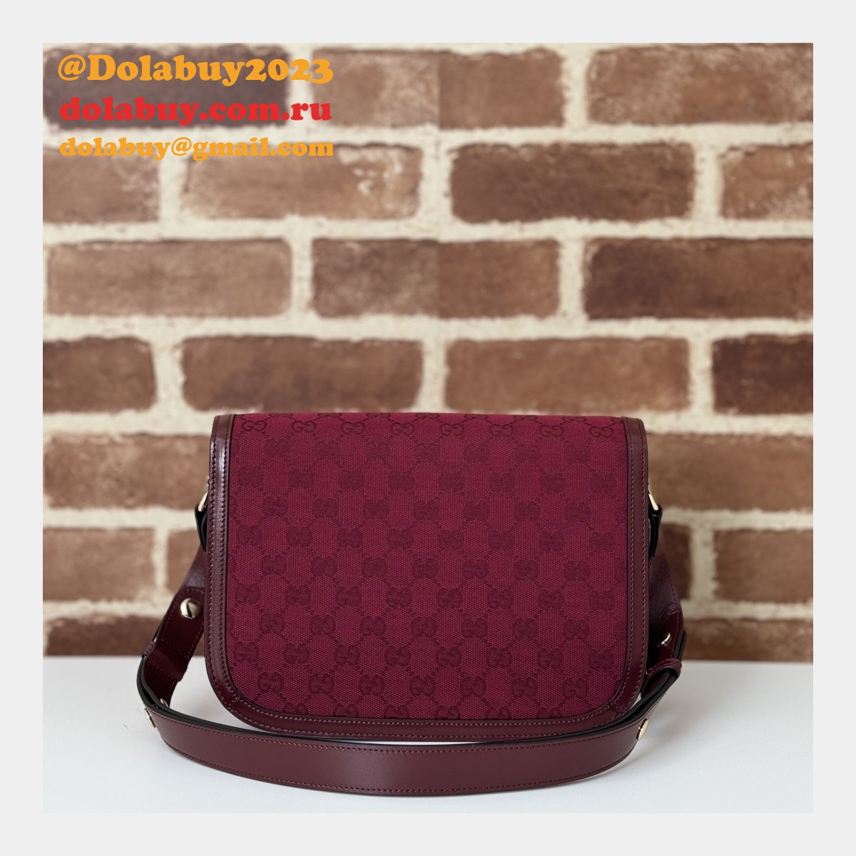 GG Supreme 602204 Red 602204 Replicas Gucci 1955 Horsebit Bags