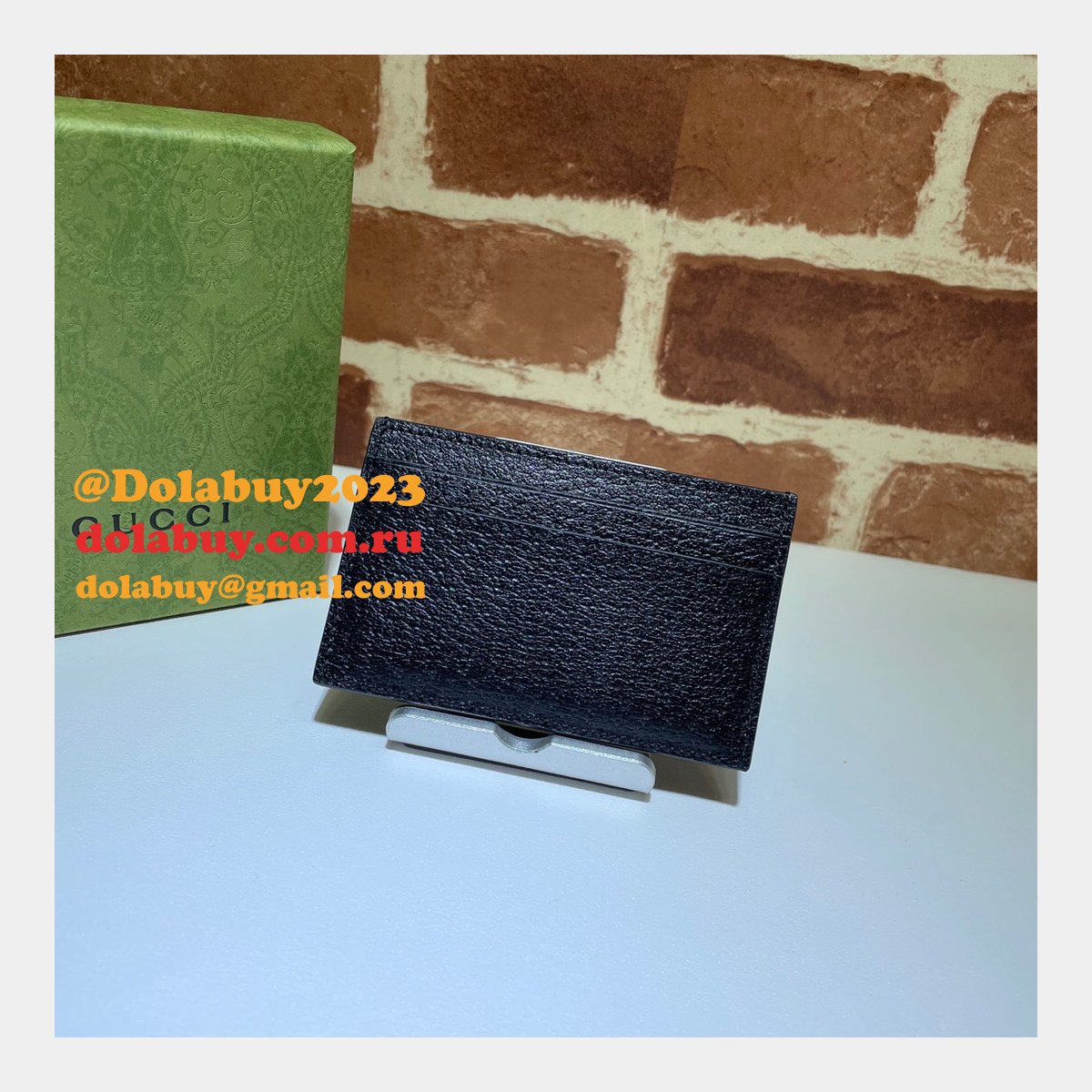 G*u*i best 657588 replica gg marmont card case in black leather