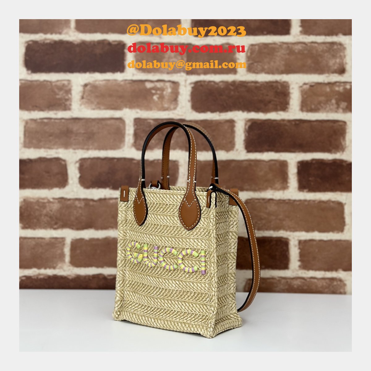 Gucci Fake Super Crossbody Straw-effect 780083 Top Bag