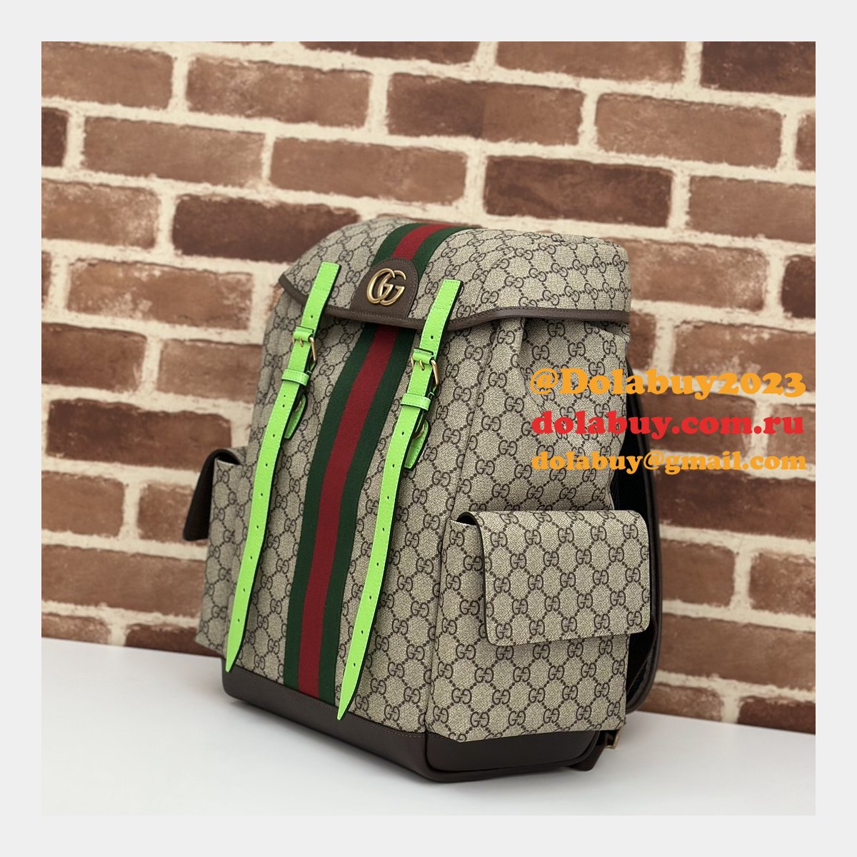 Gucci GG Supreme Ophidia Inspired Backpack 7 Star 598140 Straps