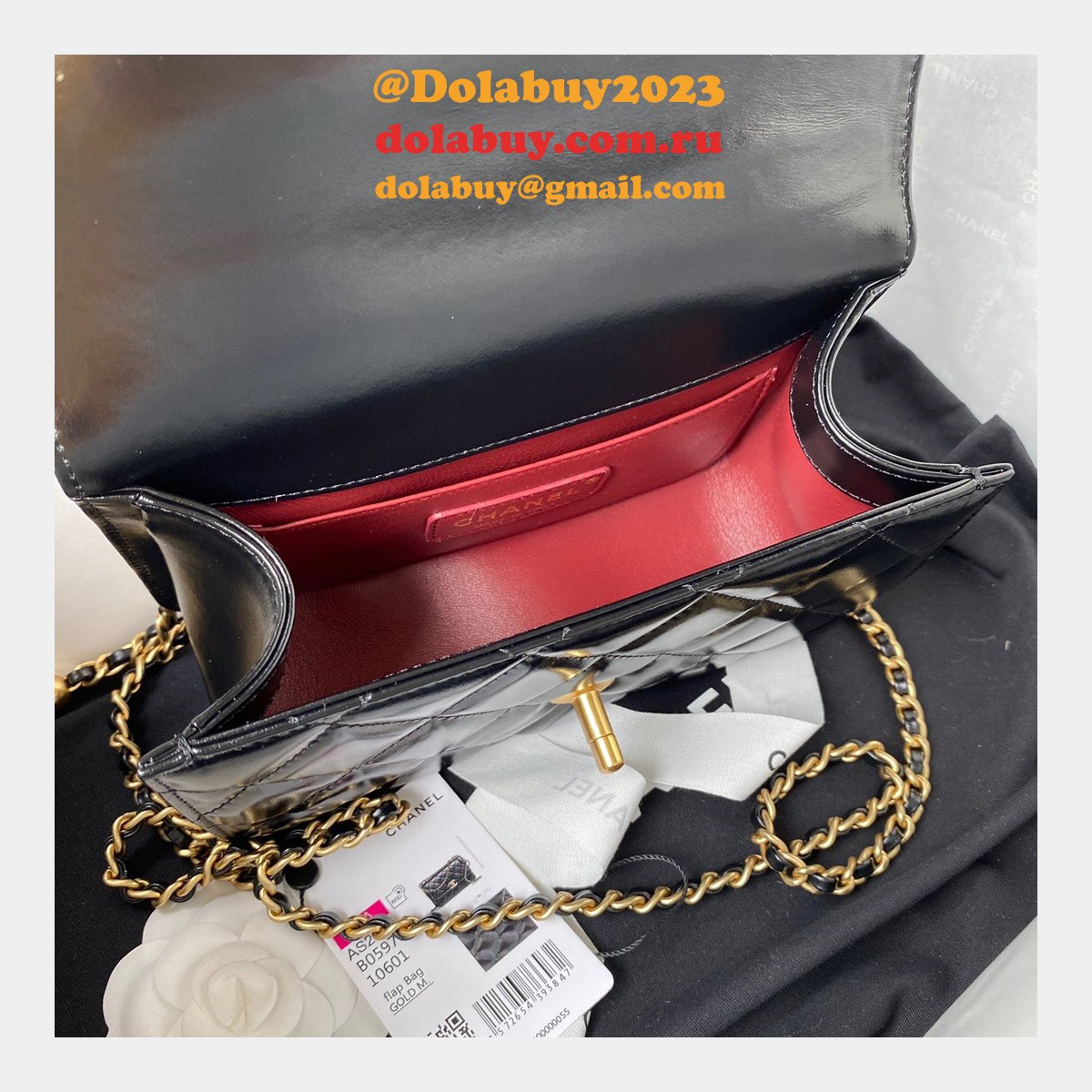 Designer Replica Calfskin & Gold-Tone Metal White Mini Flap AS2615 Bag