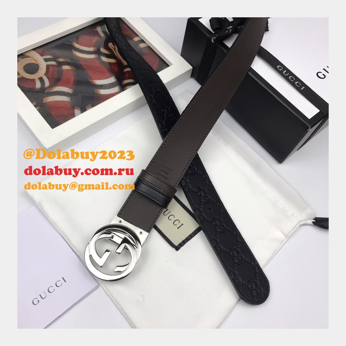 7 star G*u*i 37mm replica interlocking g-buckle leather black belt