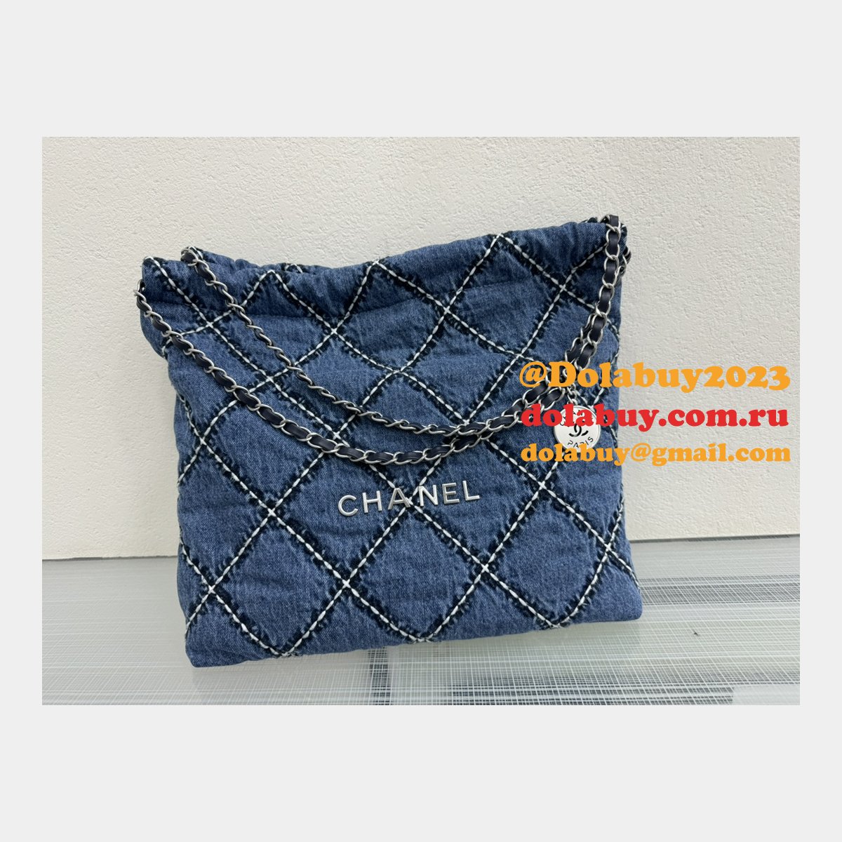 Top Quality CHANEL 22 denim bag AS3260