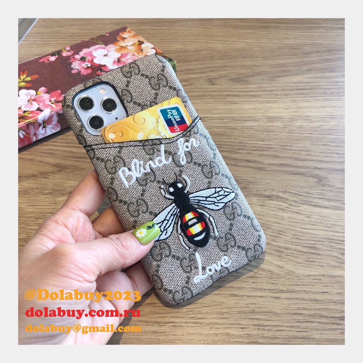High Quality Gucci iPhone Leather Wallet Cases