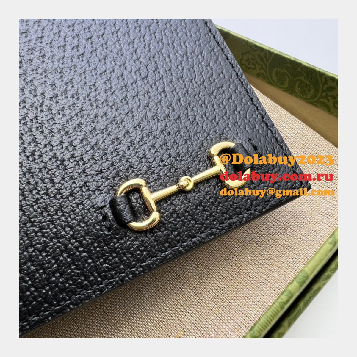 Gucci Fake 708554/700464 wallet Folio Horsebit black Designer Bag