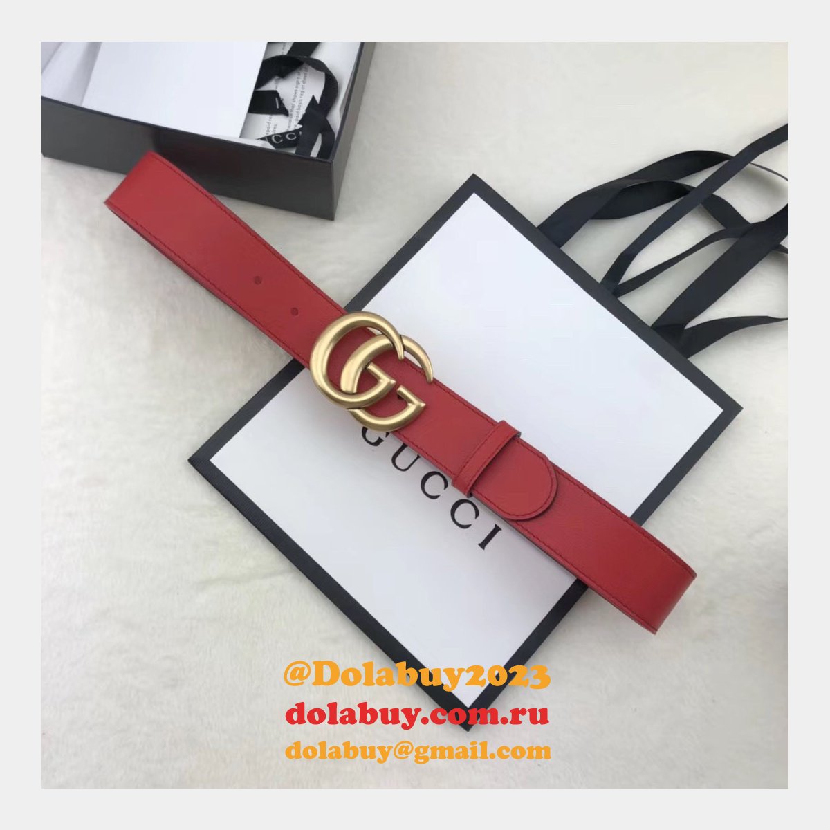 aaa+ G*u*i replica leather belt with double g red buckle