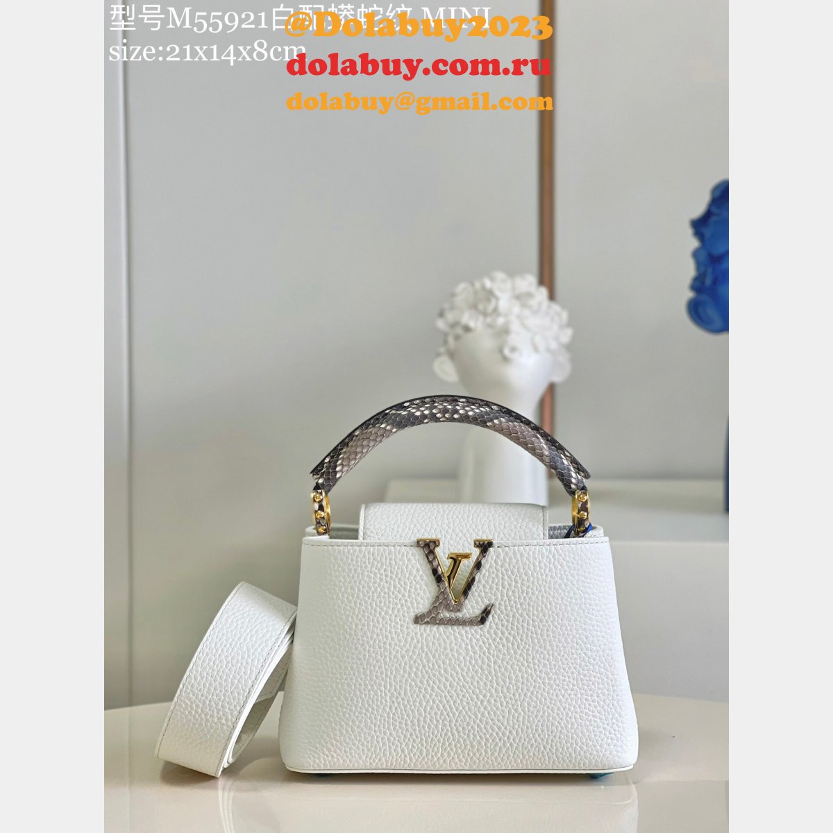 Louis Vuitton AAA Replica Designer Capucines Mini White M97980/M55921 Bag