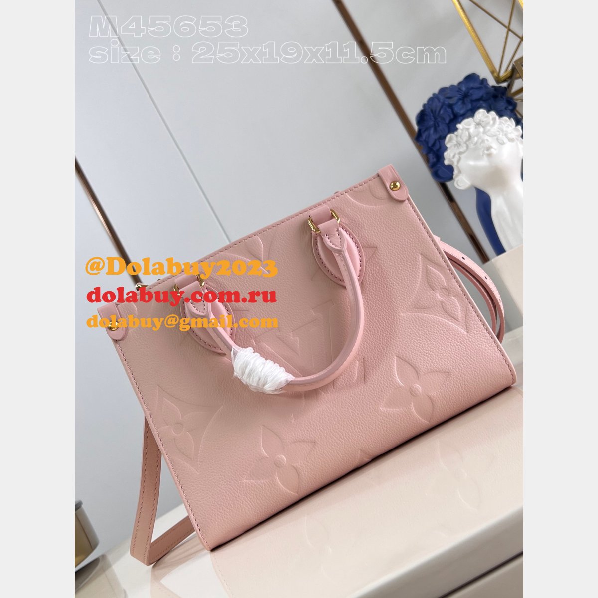 Wholesale M47135 Onthego Designer Copy Louis Vuitton Dolabuy Pink Bags