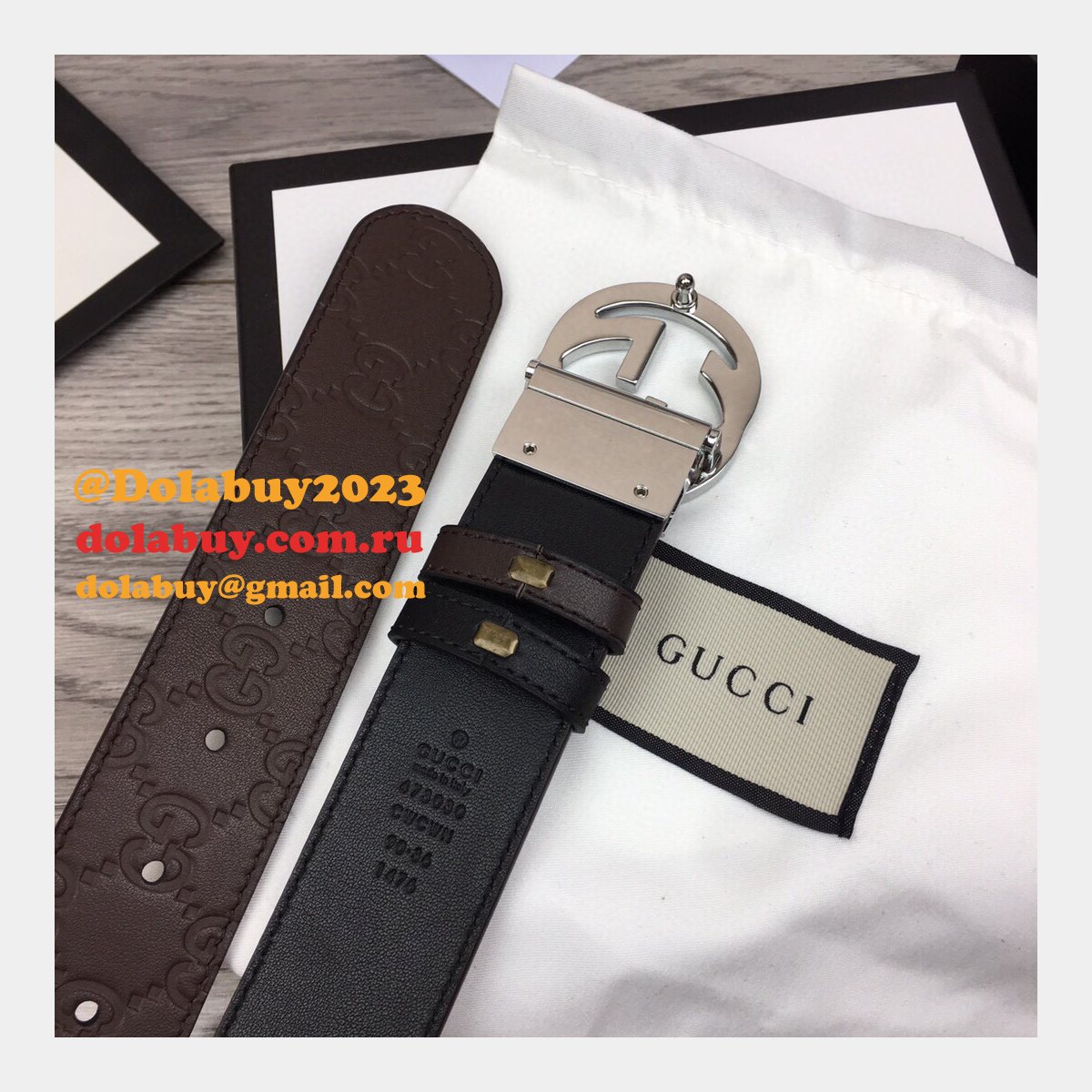 fake G*u*i 37mm double g leather replica belt