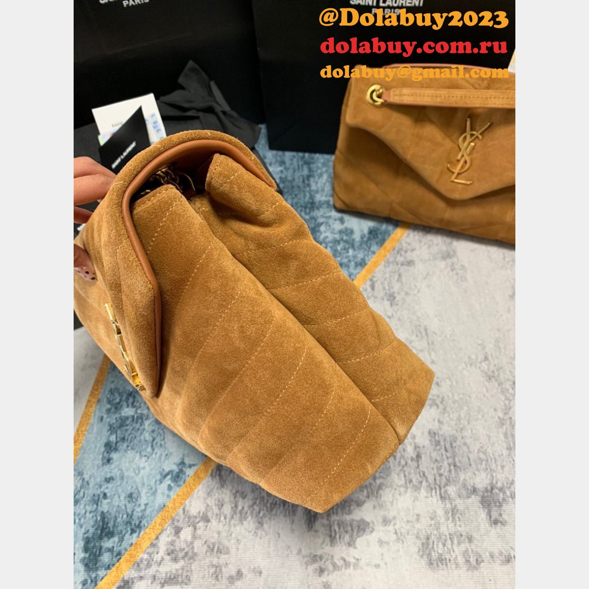 Replica AAA LouLou 32cm Saint Laurent Loulou Brown/Black Bags Collection