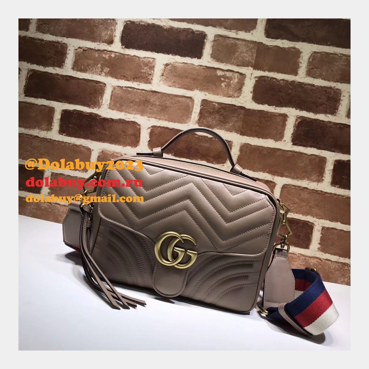 top quality G*u*i replica 498100 leather gg marmont small shoulder bag