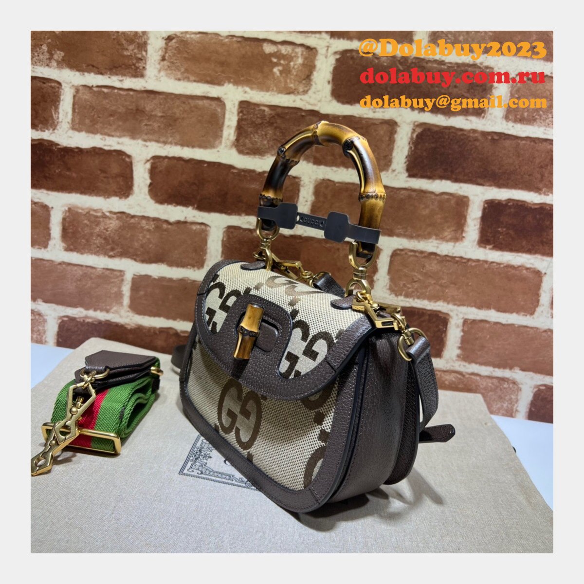 Buy Gucci Knockoffs Small 675797 jumbo GG bag with bamboo