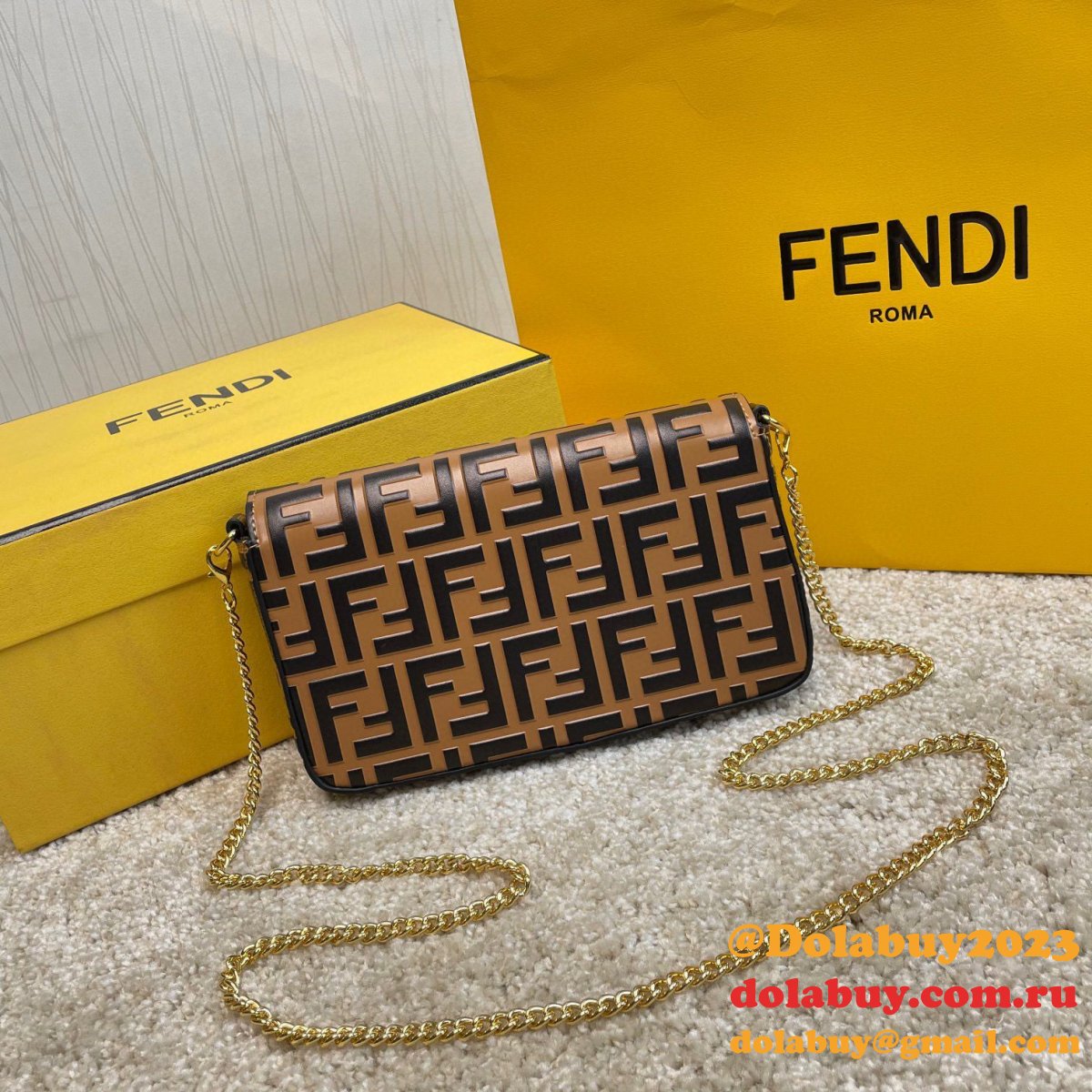 Fendi Best Fashion 212200 Maca embossing Apricot Bags