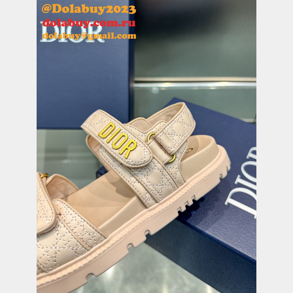 Top Quality Quilted Cannage Calfskin Dioract Sandal