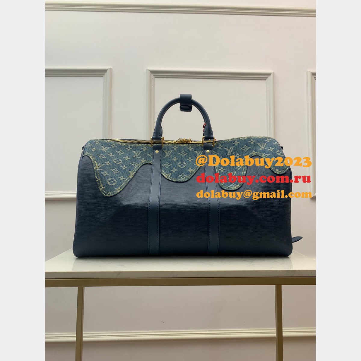 Replicas Shop Louis Vuitton 2022 Keepall Bandoulière 50 Other Leathers M45975 Blue