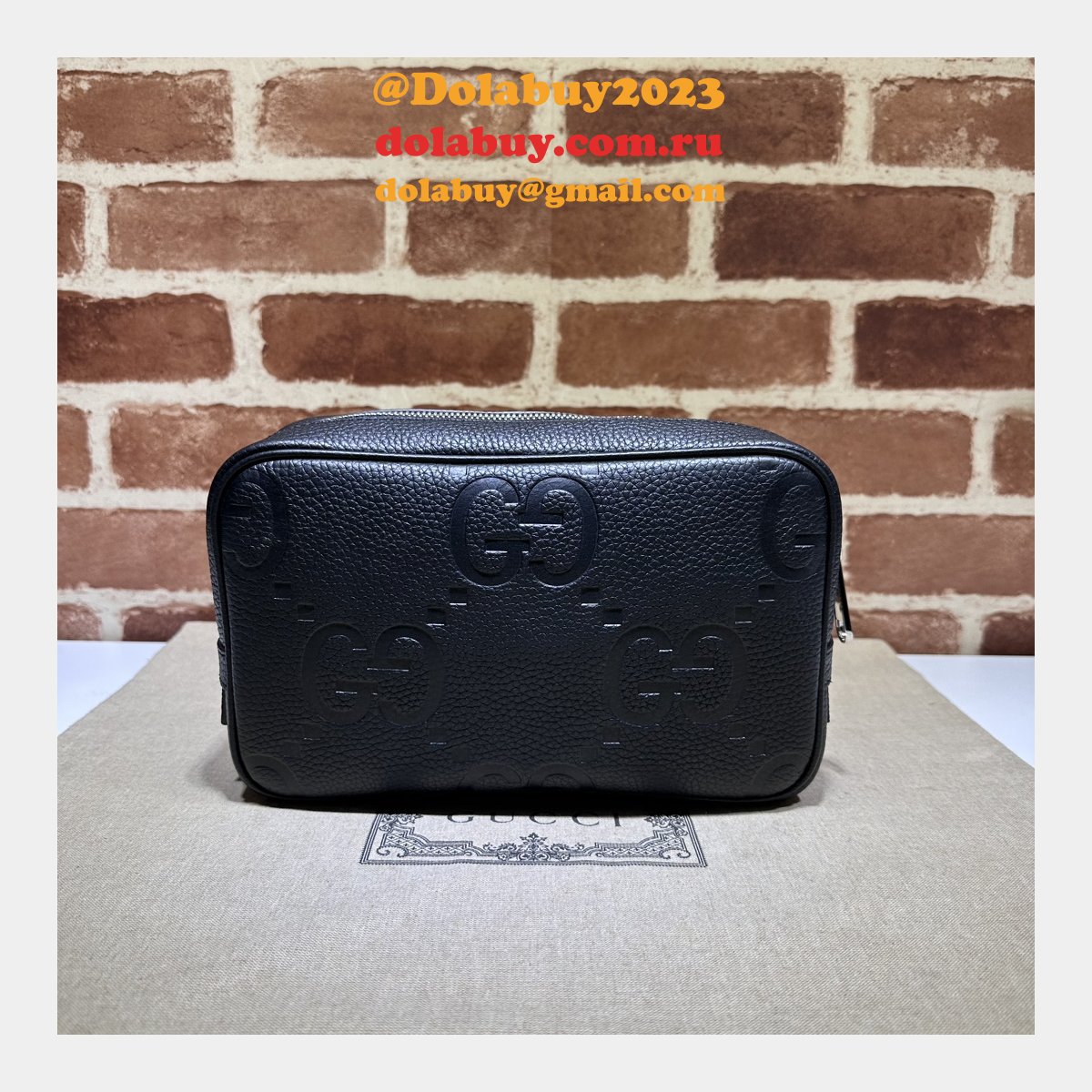 Gucci 766957 Replica Accessories Jumbo GG Toiletry Case Black Bag