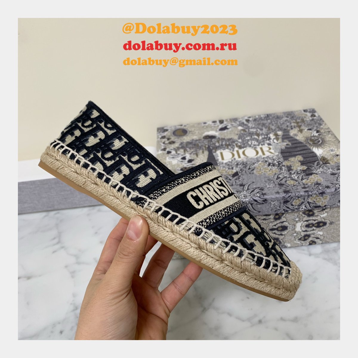 Dior Buy High Quality Monogram Embroidered Fisherman Replica Shoes
