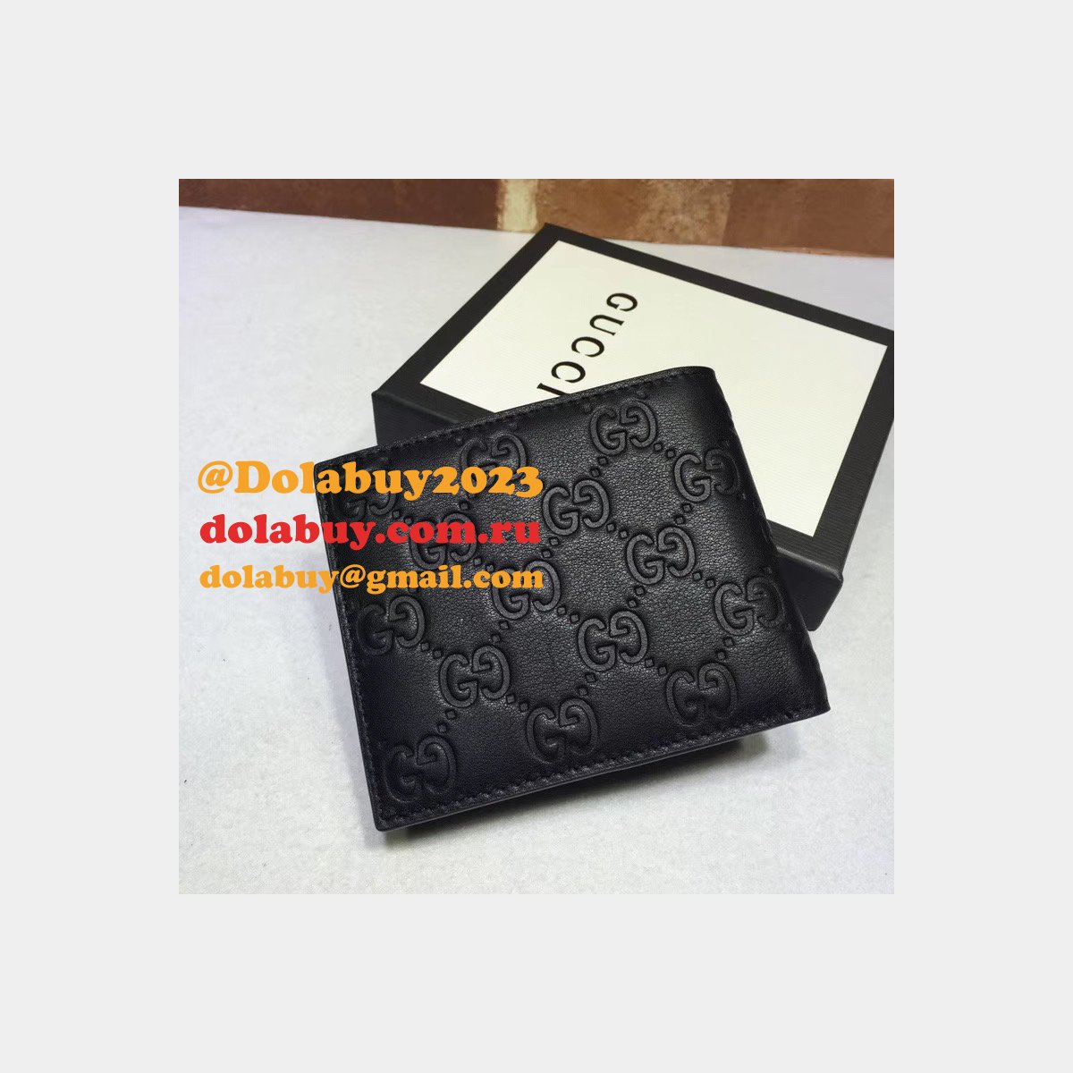 top quality G*u*i replica black G*u*i signature 365466 wallet