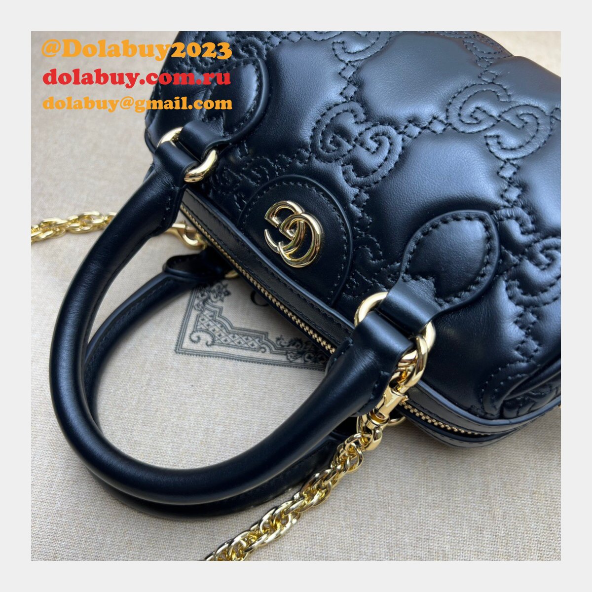Gucci Best Perfect GG matelassé leather top handle 702251 Replica bag