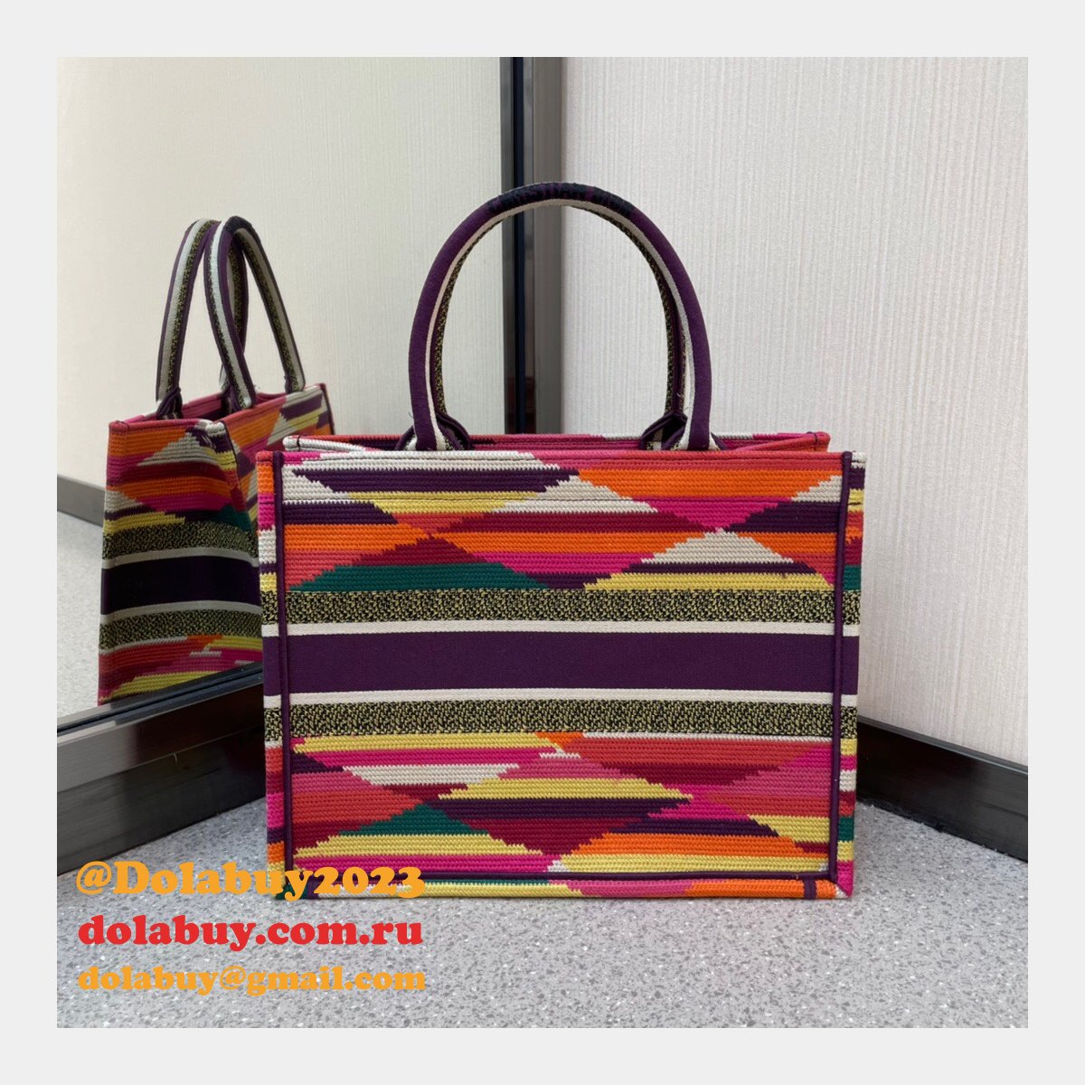 Replica Dior Oblique Book Tote Termurah Multicolor AAA+ Bag