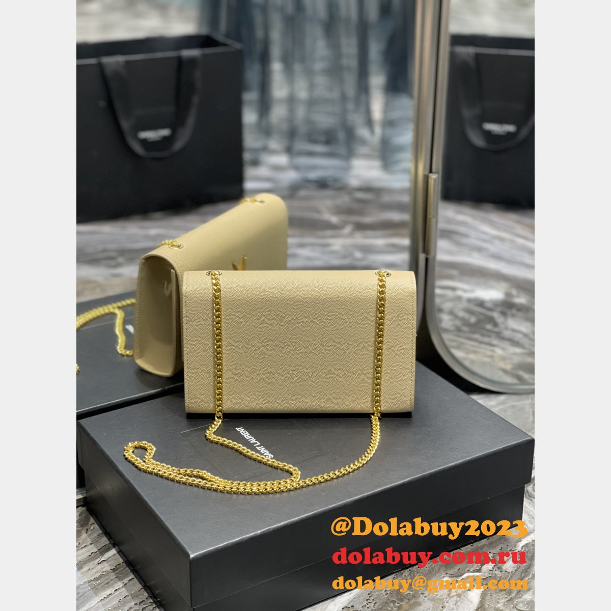 YSL Top Quality 364021 Original Caviar Leather Shoulder Fake Bag