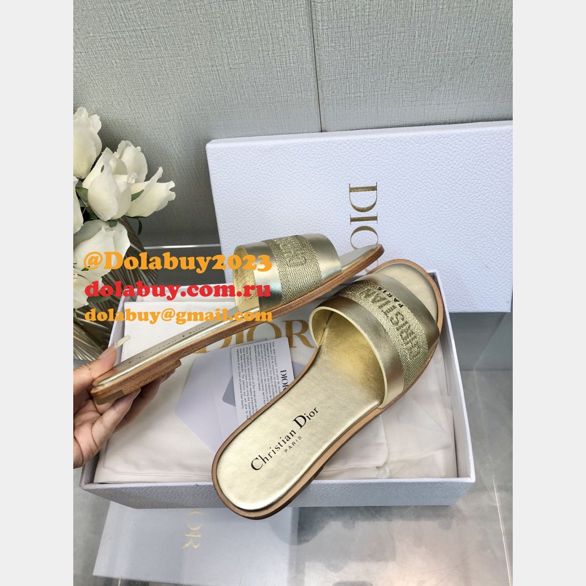 High Quality DIOR flat women slippers