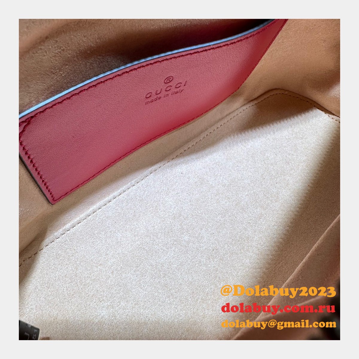 G*u*i 1:1 mirror gg marmont 739166 shoulder red fake bag