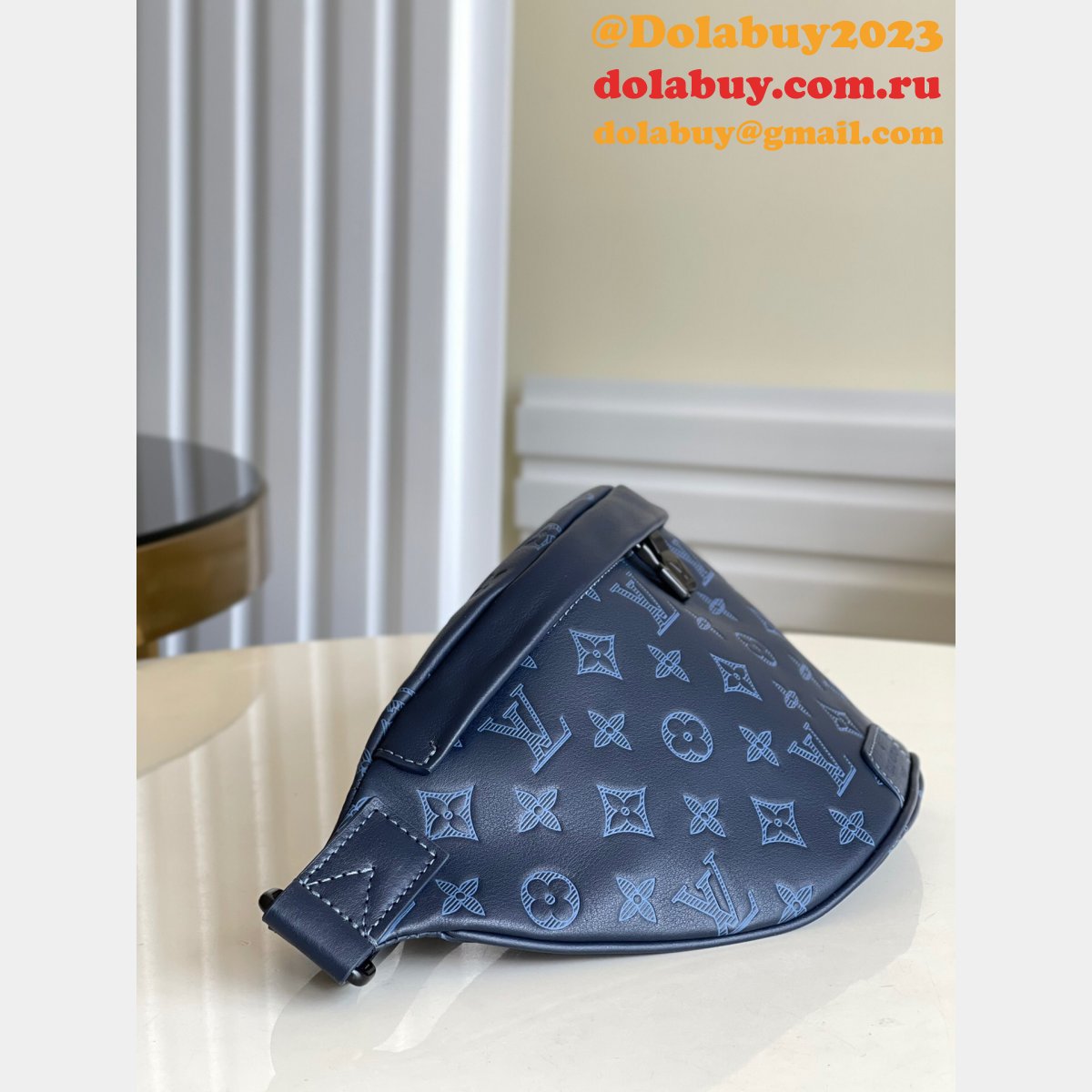 Louis Vuitton Replica China M45729 Discovery Bumbag PM Monogram Shadow Blue Bags