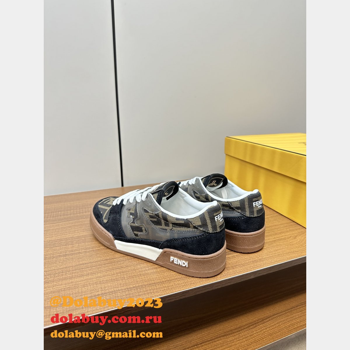Fendi Match Leather Sneakers