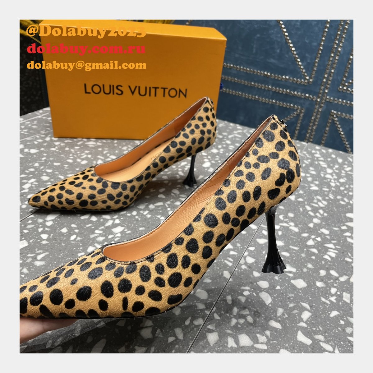 Fashion LOUIS VUITTON leopard print BLOSSOM PUMP