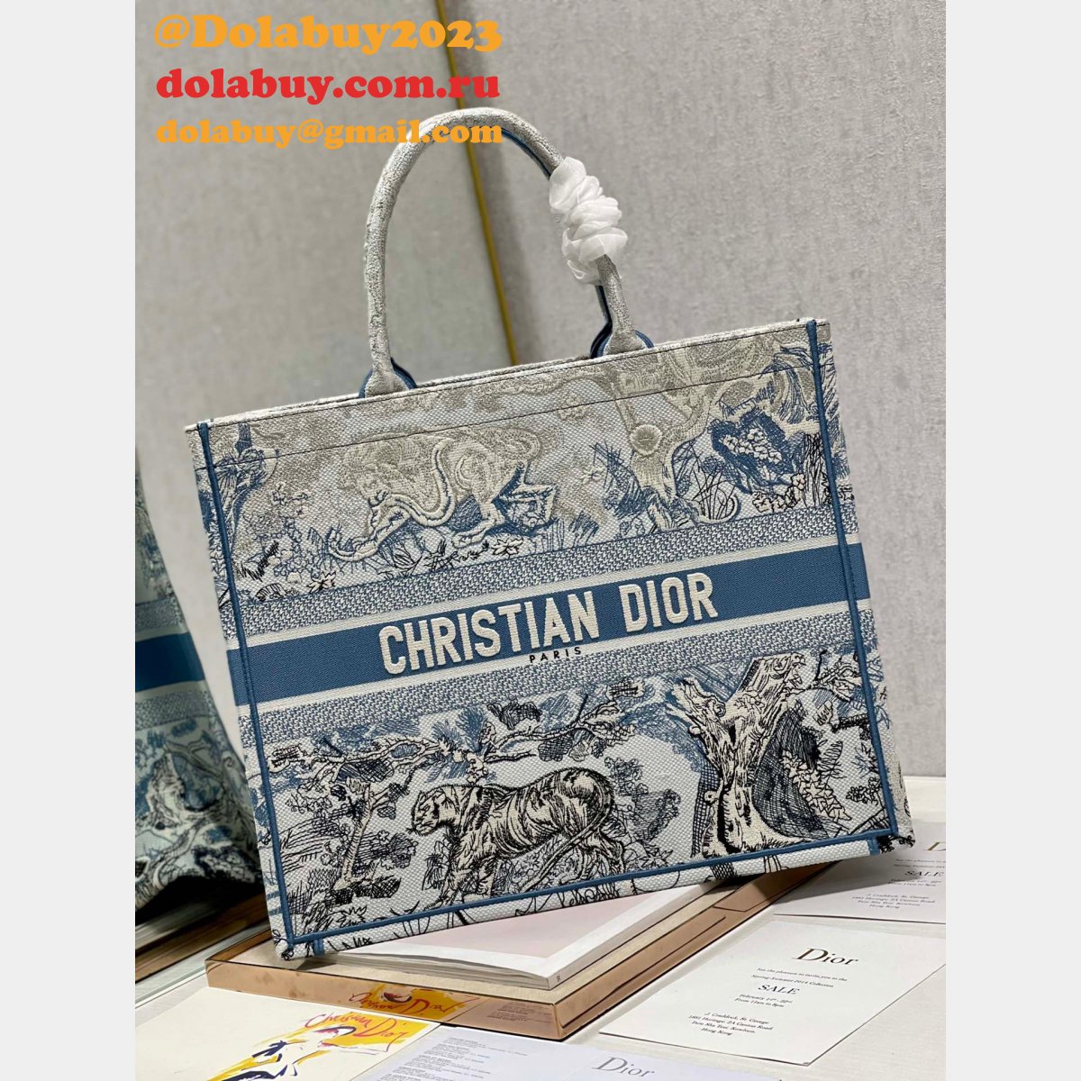 Replica Top Quality Dior Embroidered Book Tote Bag