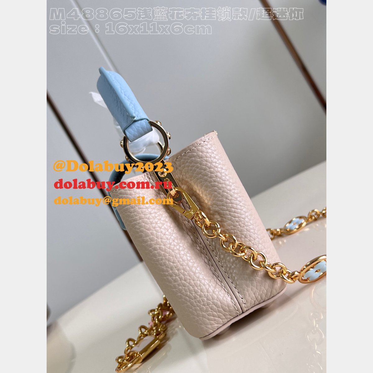 Replica Louis Vuitton Capucines AAA+ M48865 Blue Flower Bags
