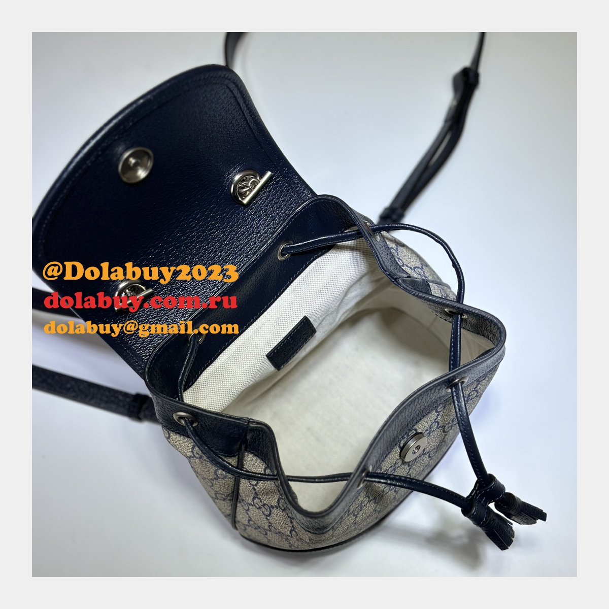 Ophidia Gucci Backpack Ebony Supreme #795221 Replica Handbag