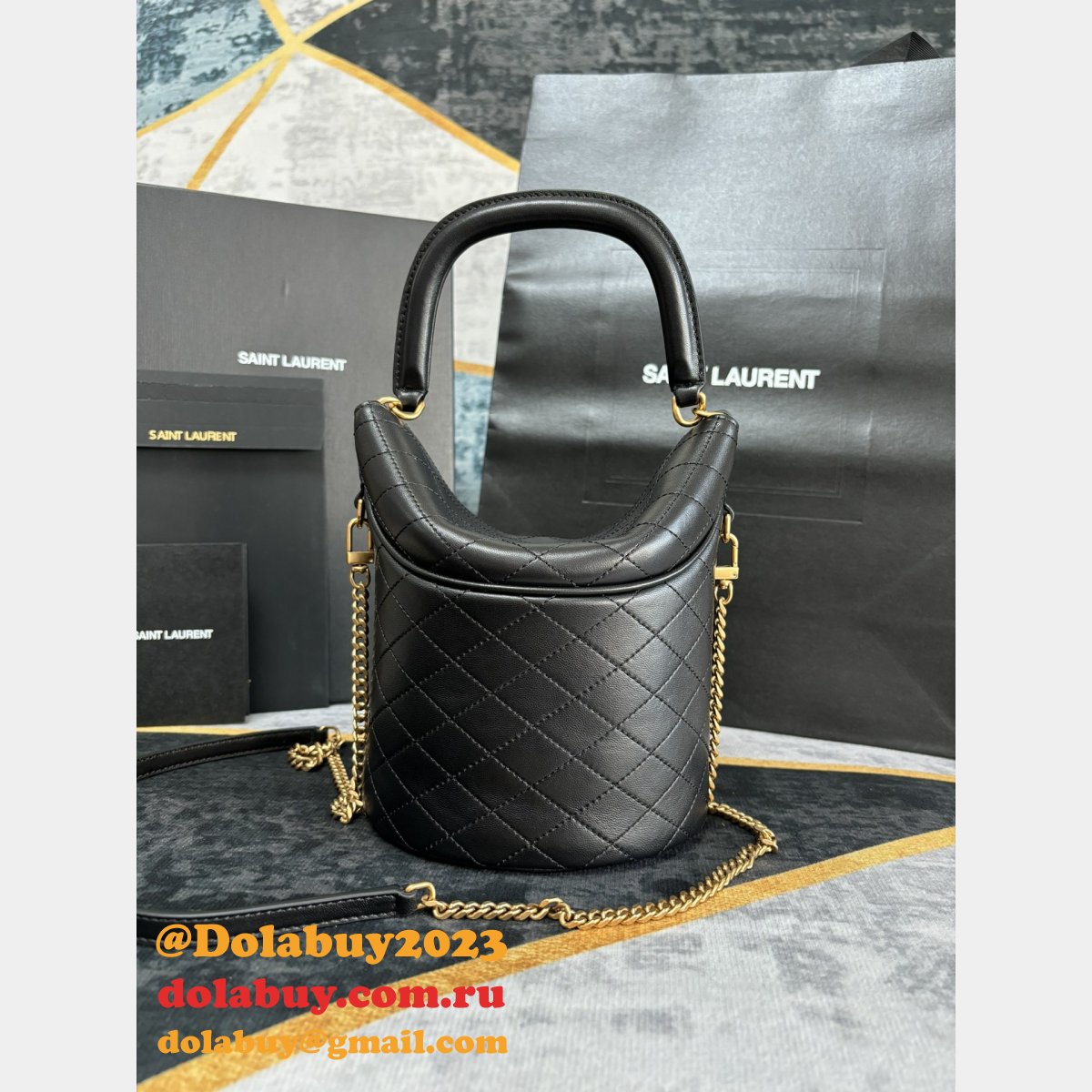 Saint Laurent 763961 Replica Gaby Top Handle Bucket Shoulder Bags