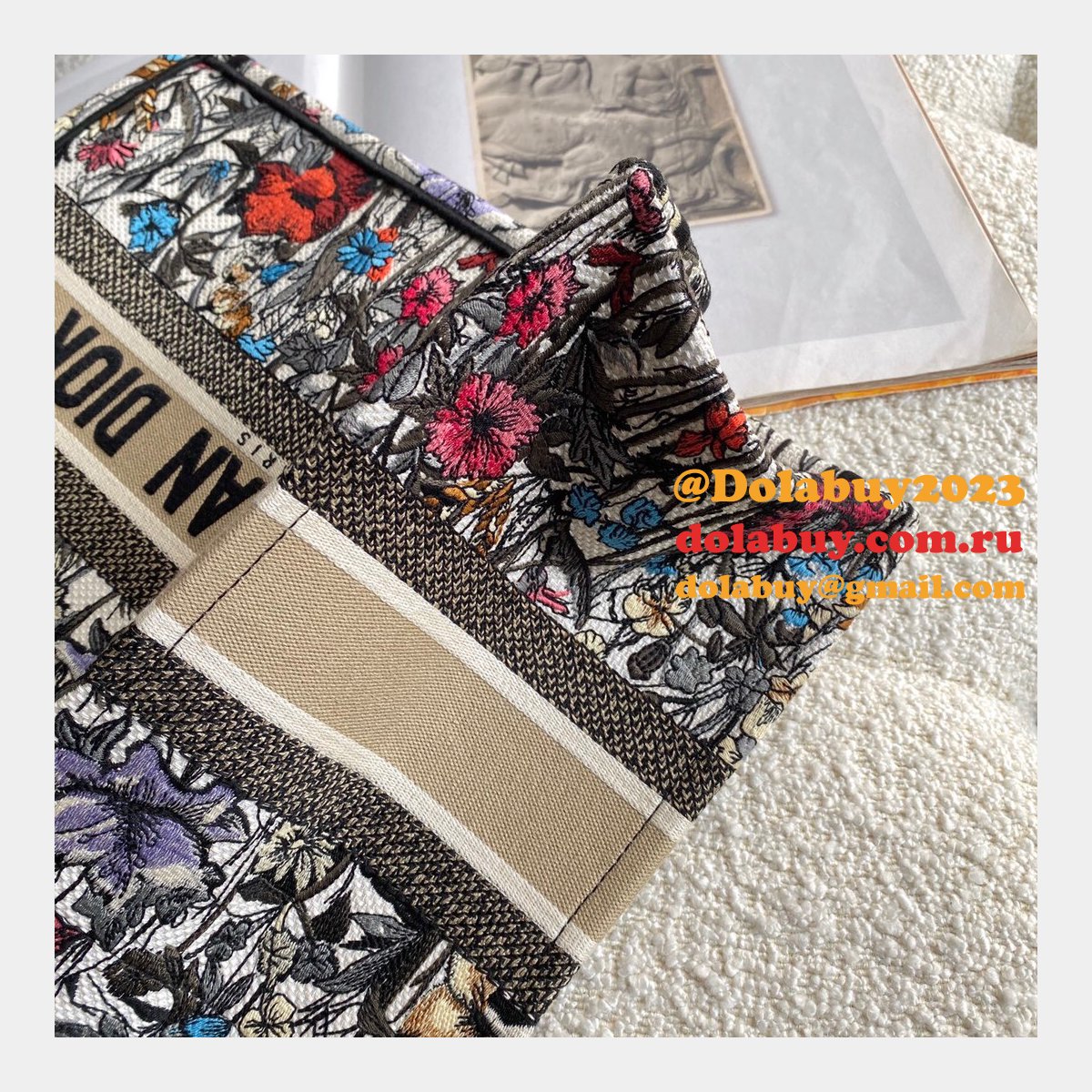 High Quality Dior Book Tote Rose Replica Dior Oblique Embroidery