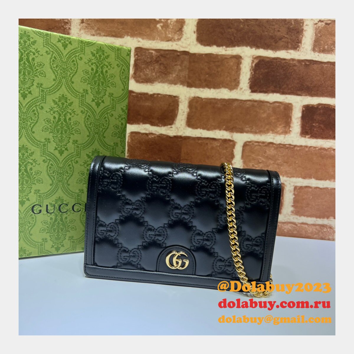 Gucci Our Replica Designer 723787 GG Matelassé Chain Wallet