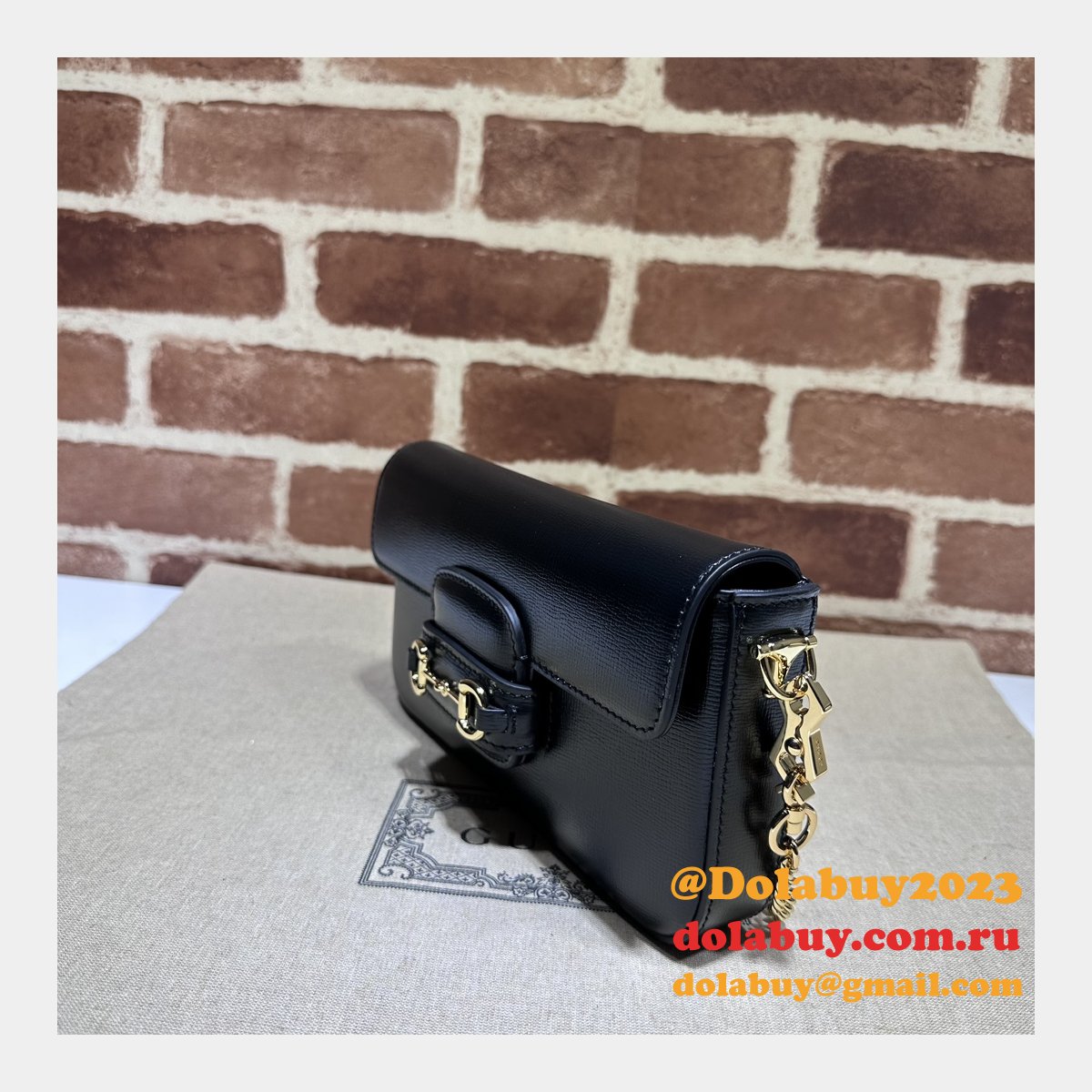 High Quality 752002 Horsebit Black 1955 Replica Gucci Designer Bag