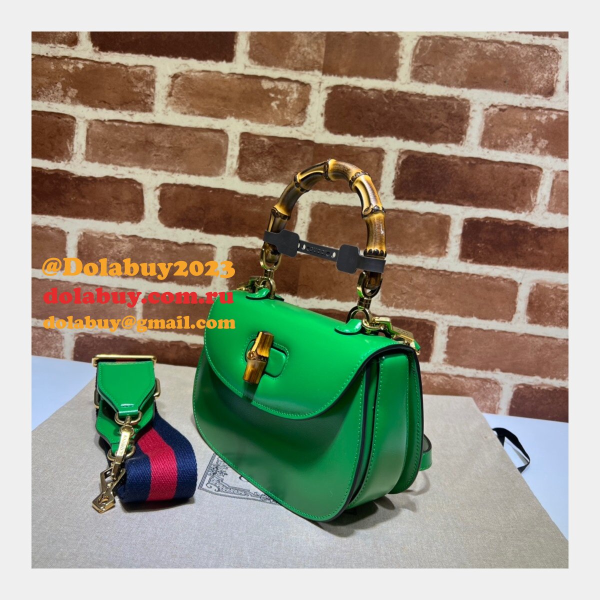 Perfect Gucci Copy 675797 Small top handle pink/green bag with Bamboo