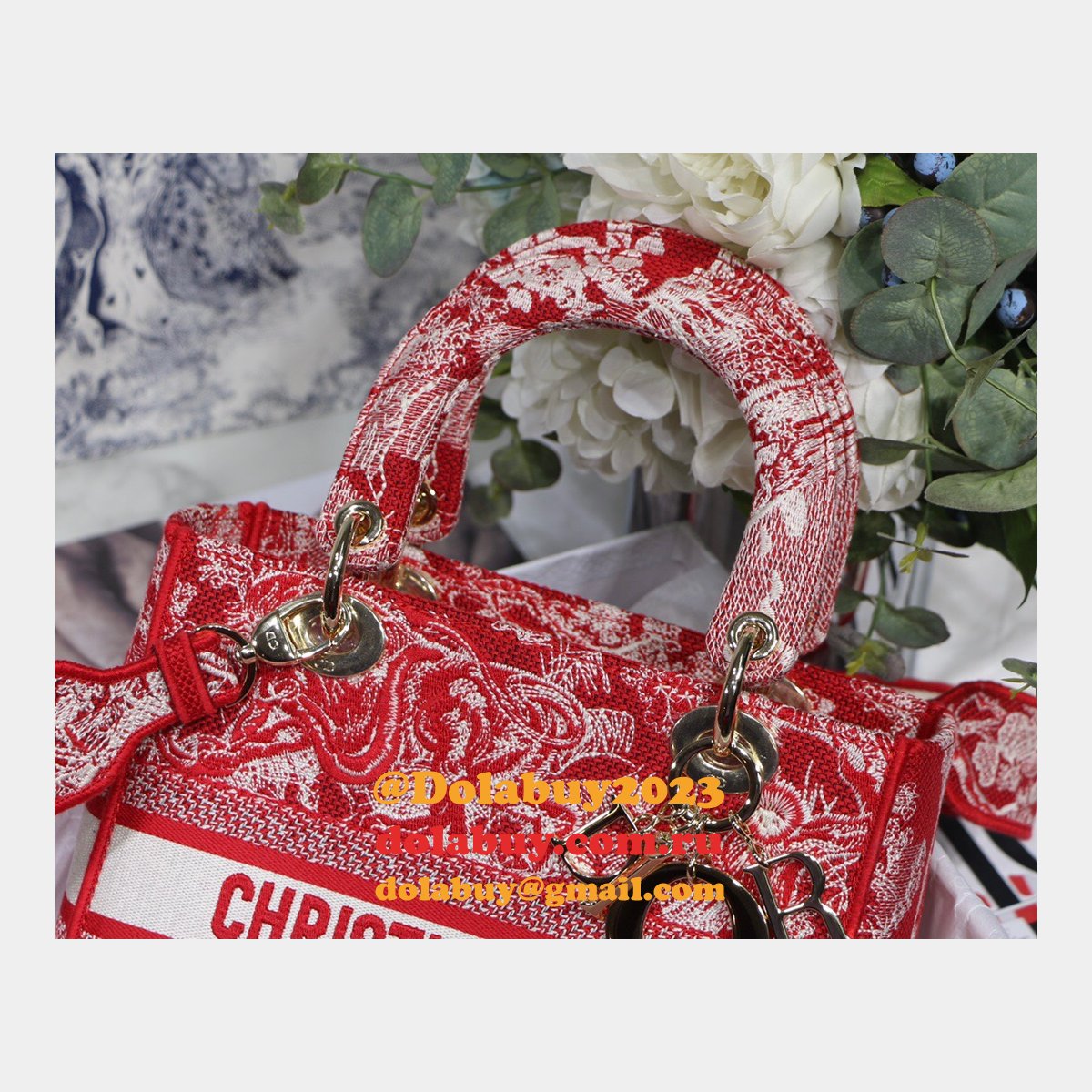 Lady Copy Christian Dior 24cm Red Bag UK for sale