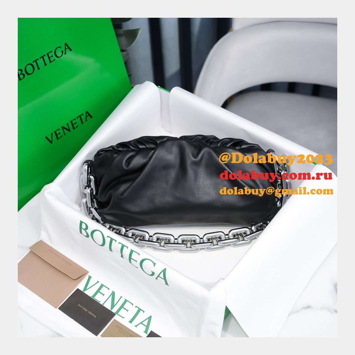 Top Best Quality Bottega Veneta Replica 30CM Chain pouch Bag