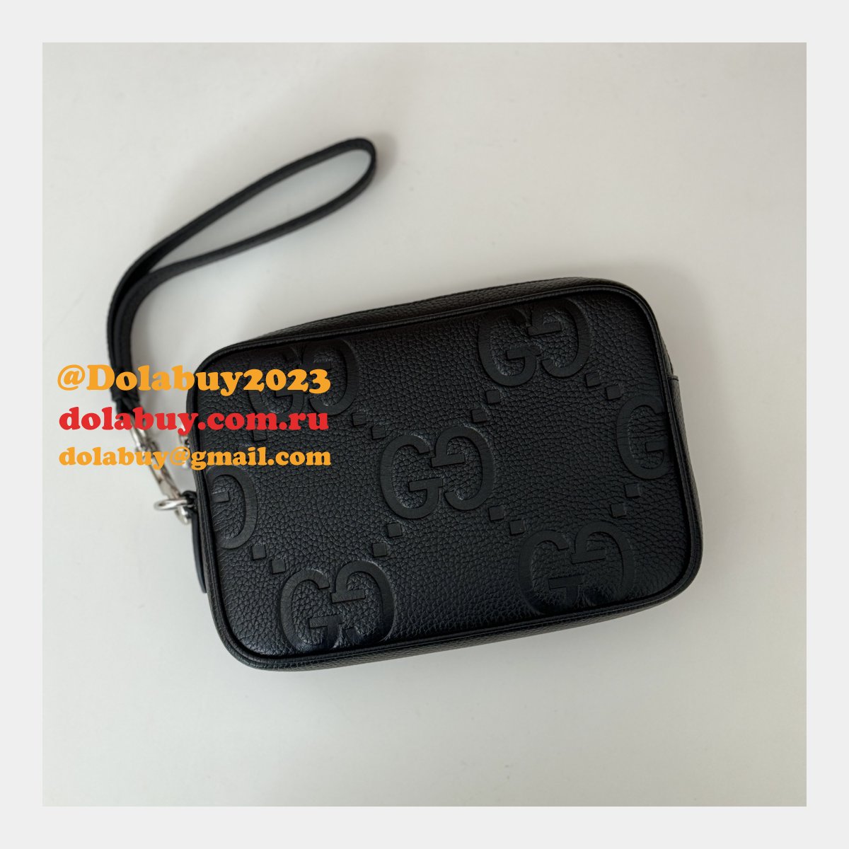 Gucci Replica 1:1 Mirror Jumbo GG Pouch 802148 Black Handbag