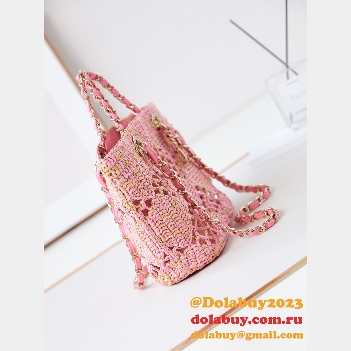 Where Can I Buy Replica Shopping Raffia Effect Braided AS4714 Bag