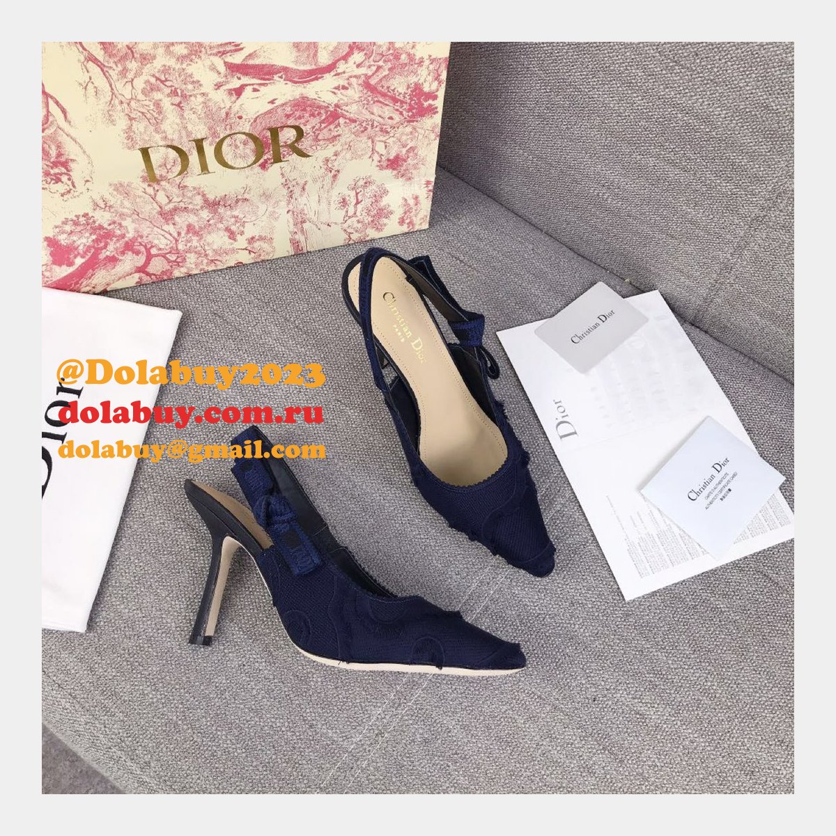 High Top Quality Replica Fashion Dior Navy Blue Tassel Shoes