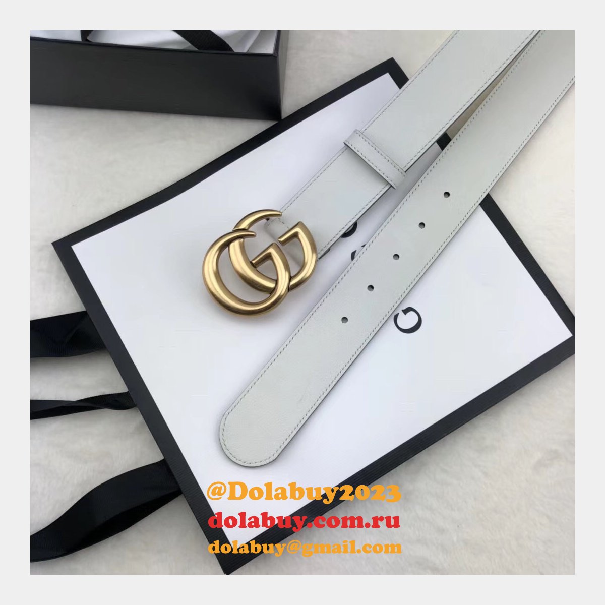 best G*u*i replica leather belt with double g white buckle