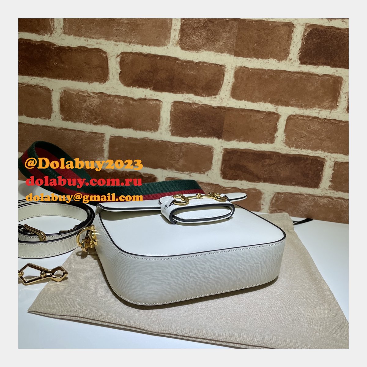 White Replica Gucci Horsebit 1955 mini 658574 bag