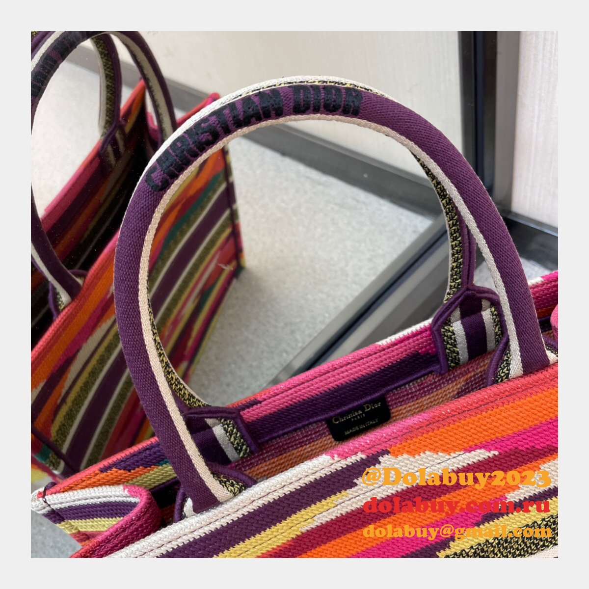 Replica Dior Oblique Book Tote Termurah Multicolor AAA+ Bag