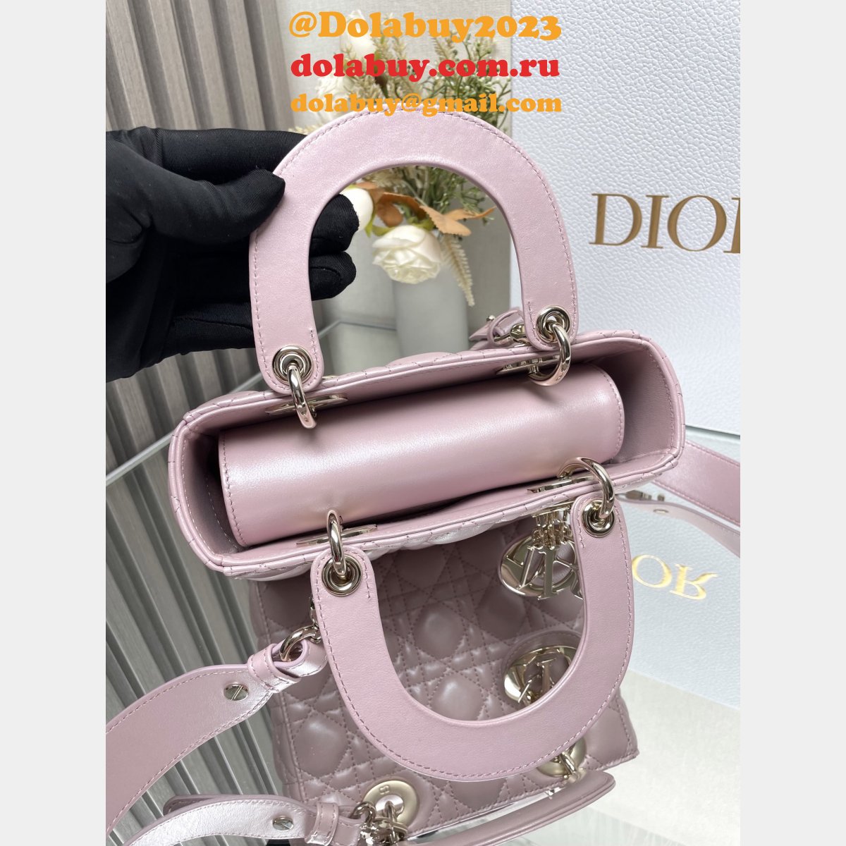 Best DIOR LADY MY ABC Wholesale PATENT LEATHER HANDBAG 20cm