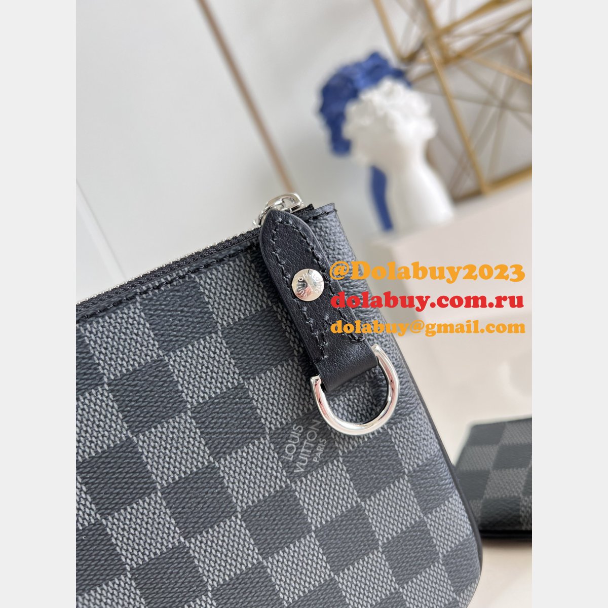 Designer Louis Vuitton Copy N40519 Trio Messenger Damier Graphite Black Canvas
