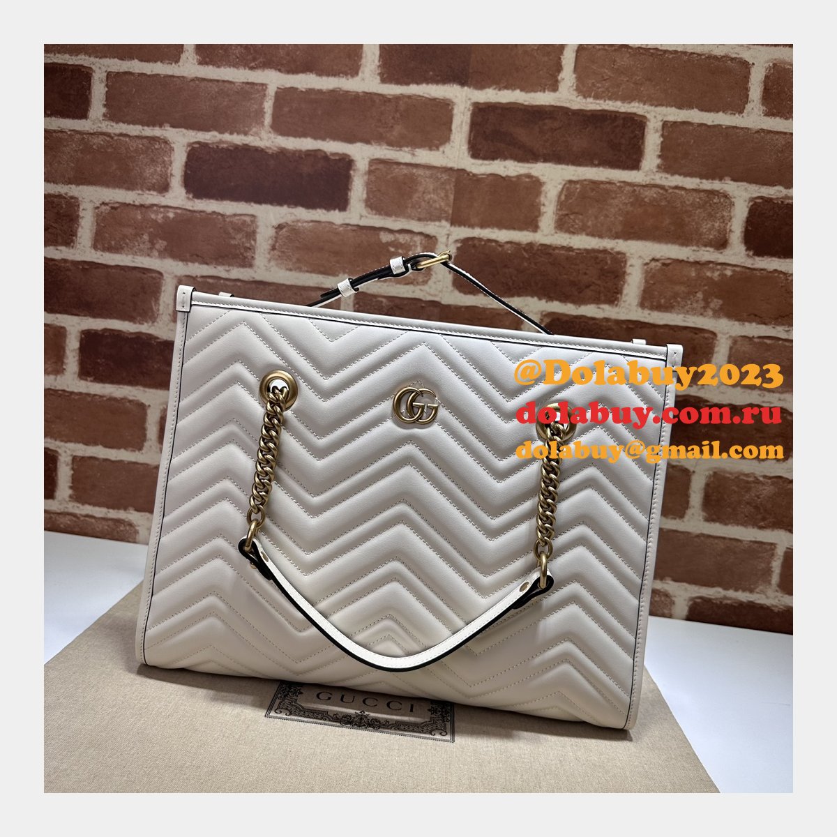 Tote GG Marmont White/Black 779724 Gucci Replica Bag